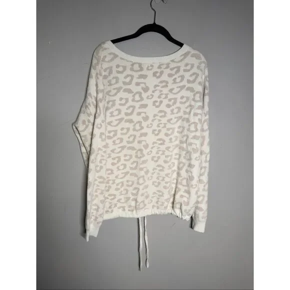 Barefoot dreams cozy chic ultra lite cream & stone slouchy pull over sweater - Picture 9 of 9
